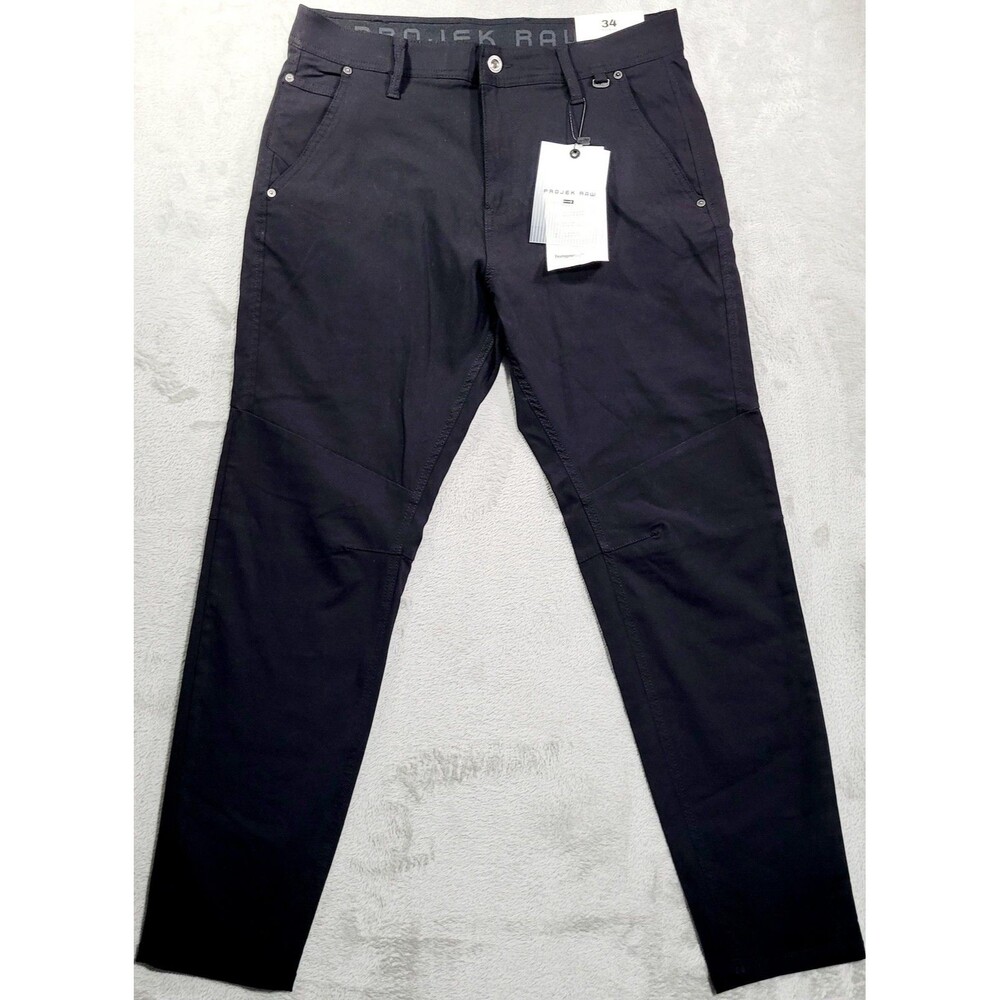Projek Raw Pants Mens 34x30 Black Slim Tapered Stretch BungeeFlex Chino NWT